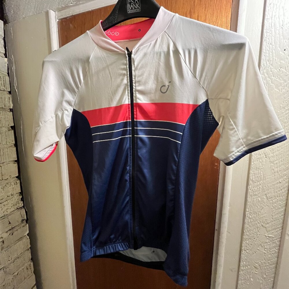 VELOCIO Men's Cycling Jersey, size Medium 3 pocket + 1 zip pocket, YKK zippers.